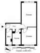 Grundriss - 2‑Raum Wohnung Küche, Bad mit Fenster