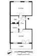 Grundriss - 2‑Raumwohnung mit großer Loggia