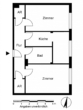 Grundriss - 2‑Zimmer-Wohnung mit Terrasse und kleinem Garten